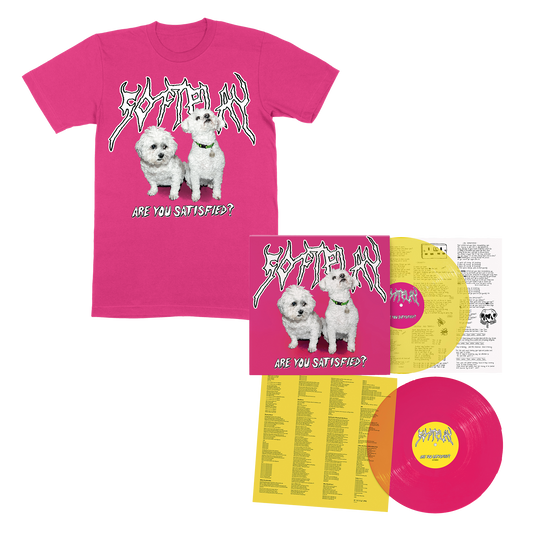 Are You Satisfied? | 10 Year Anniversary Pink T-Shirt & Vinyl Bundle
